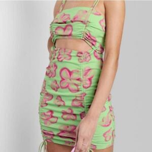 NWT Wild Fable Bodycon Dress floral green cut out size M